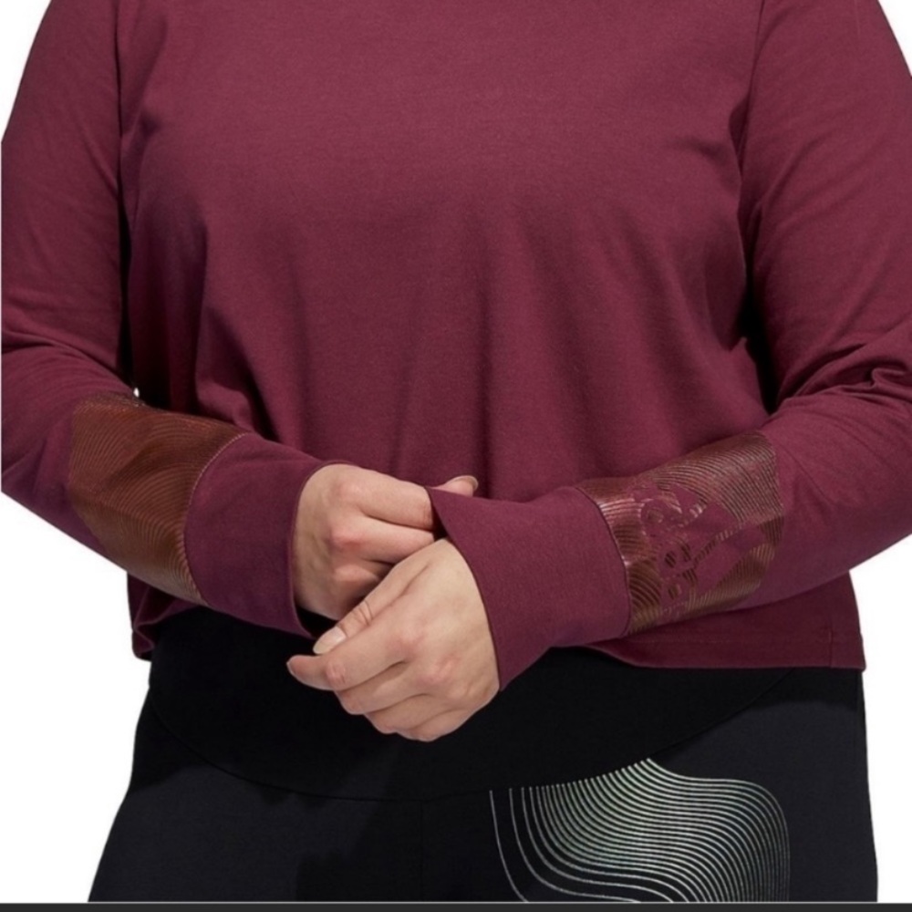 Adidas Burgundy Long Sleeve Top - Plus Size